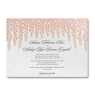 Letterpress Pink Wisteria GUAM WEDDING INVITATION