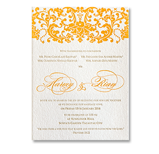 Letterpress_Orange_Floral_Leaves SONYA'S TAGAYTAY WEDDING INVITATION