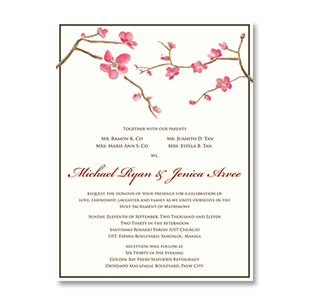 WaterColor Cherry Blossoms >GOLDEN BAY, MANILA WEDDING INVITATION