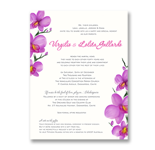 WaterColor Purple Orchid ORCHARD, CAVITE WEDDING INVITATION