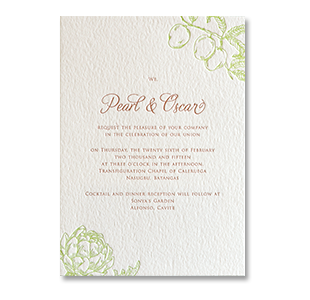 Letterpress Flower and Fruits CALERUEGA, NASUGBU BATANGAS WEDDING INVITATION