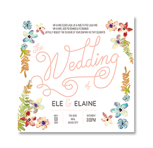 WaterColor Floral Square DAVAO WEDDING INVITATION
