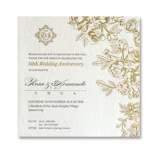 Letterpress Gold Rose Monogram QUEZON CITY, MANILA 50TH GOLDEN ANNIVERSARY