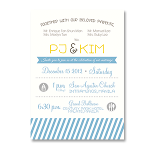 WaterColor Modern Stripes MANILA INTRAMUROS WEDDING INVITATION
