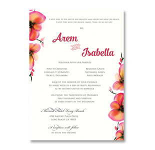 Watercolor Chromatic Flowers LONG BEACH, CA. WEDDING INVITATION